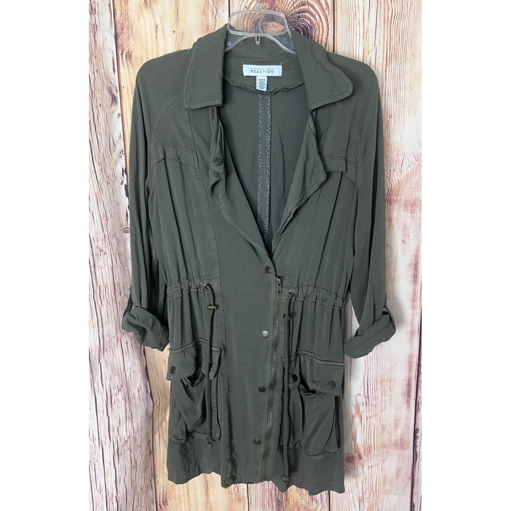 Kenneth Cole Army Green Utility Jacket Drawstring Size Medium